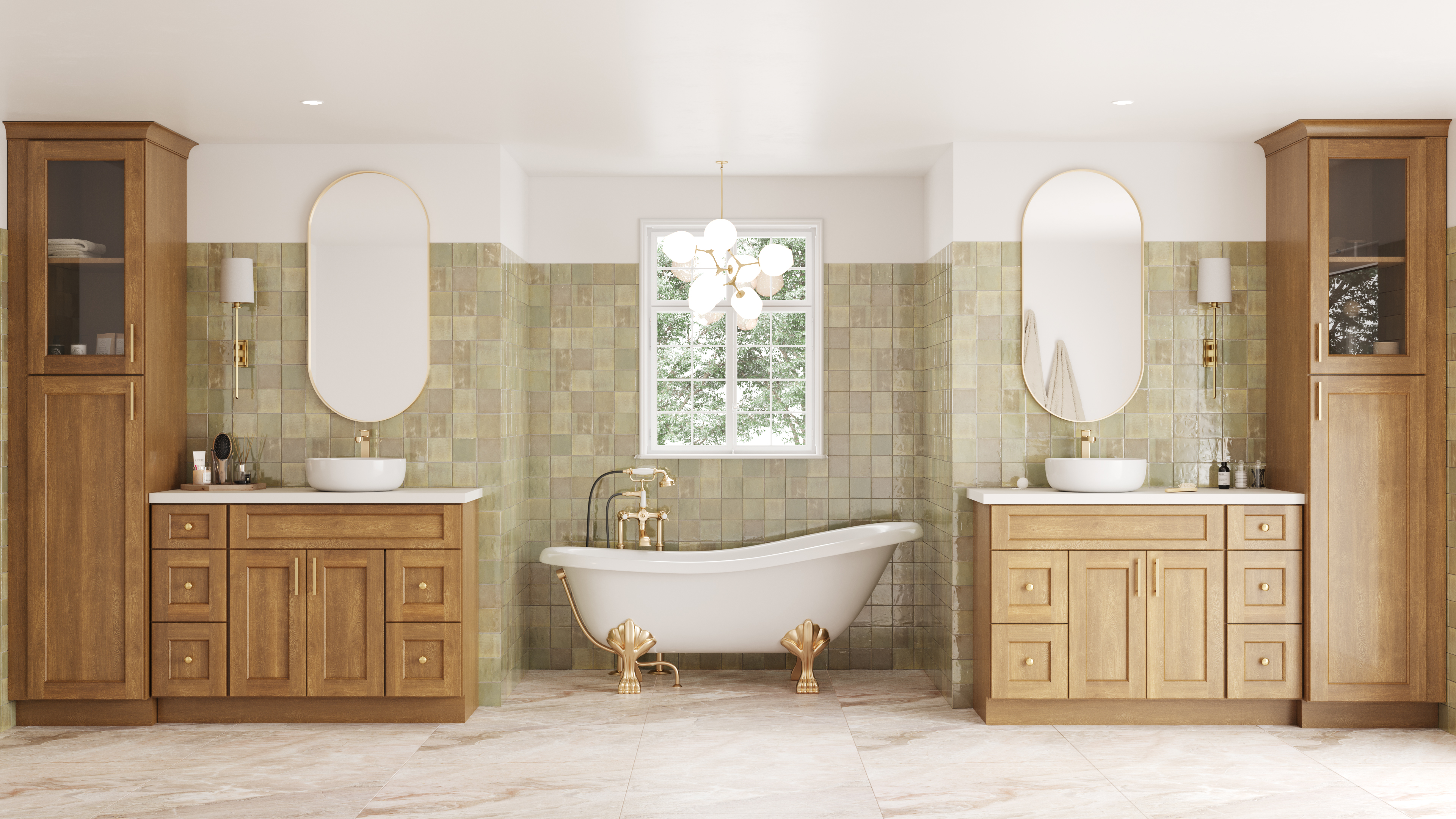 Modern fawn frameless bathroom vanity cabinets